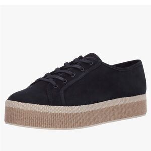 Vince Wolfe Suede Low Top Navy Platform Sneakers With Jute Sole, Size 7 NWOB